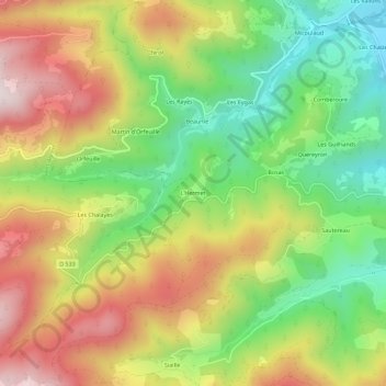 L'Hermetの地形図、標高、地勢