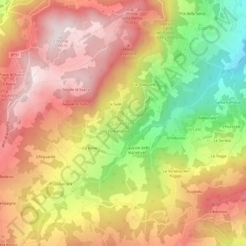 Castellaroの地形図、標高、地勢