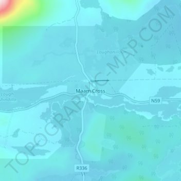 Maam Crossの地形図、標高、地勢