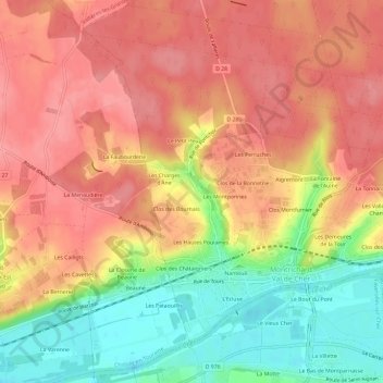 Les Epinettesの地形図、標高、地勢