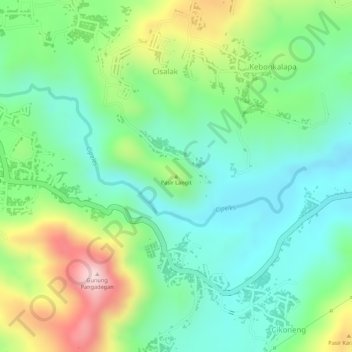 Pasir Langitの地形図、標高、地勢