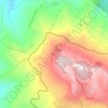Tibhirineの地形図、標高、地勢