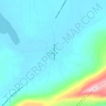 Ahuatlánの地形図、標高、地勢