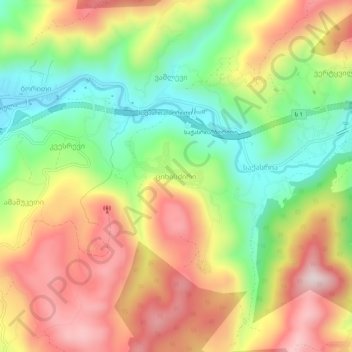 Tsikhisdziriの地形図、標高、地勢