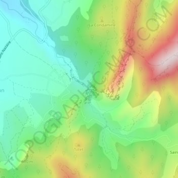Combe d'Oyansの地形図、標高、地勢