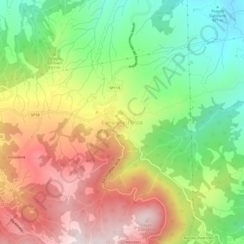 Campiglia d'Orciaの地形図、標高、地勢
