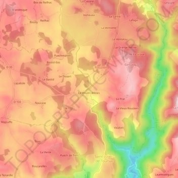 Passeviteの地形図、標高、地勢