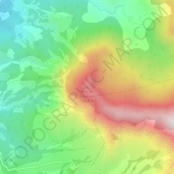 Tête de Boursierの地形図、標高、地勢