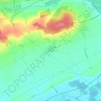 Cutrellesの地形図、標高、地勢