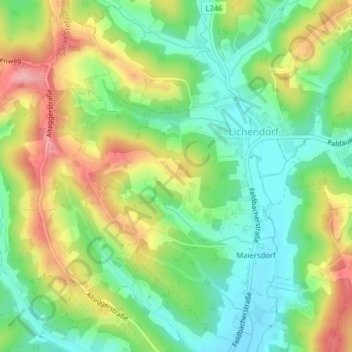 Rehbachの地形図、標高、地勢
