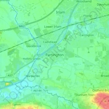 Partingtonの地形図、標高、地勢