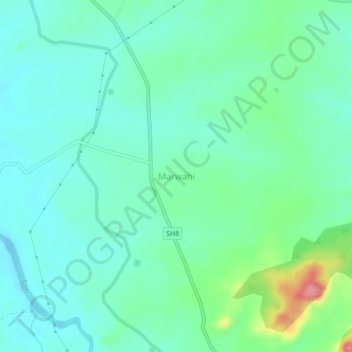 Marwahiの地形図、標高、地勢