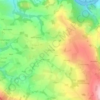 Croas ar Guillyの地形図、標高、地勢