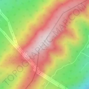 Pinnacleの地形図、標高、地勢