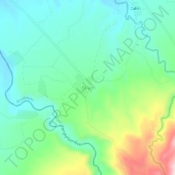 Bi-aoの地形図、標高、地勢