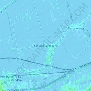 Giessen-Oudekerkの地形図、標高、地勢