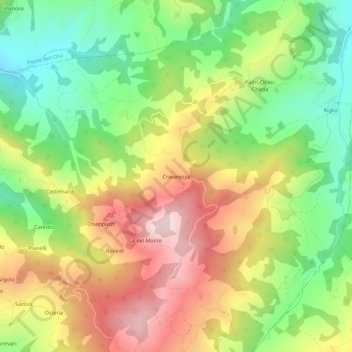 Cravarezzaの地形図、標高、地勢