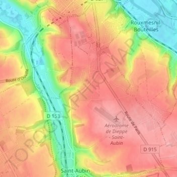 Les Vertusの地形図、標高、地勢