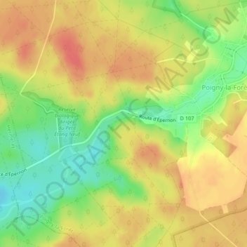 Les Rochers d'Angennesの地形図、標高、地勢