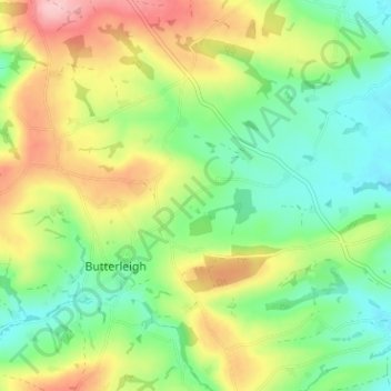 East Butterleighの地形図、標高、地勢