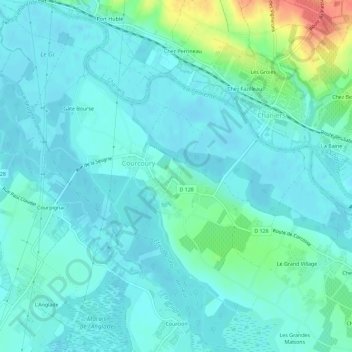 Chez Deschampsの地形図、標高、地勢
