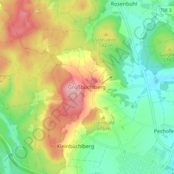 Großbüchlbergの地形図、標高、地勢