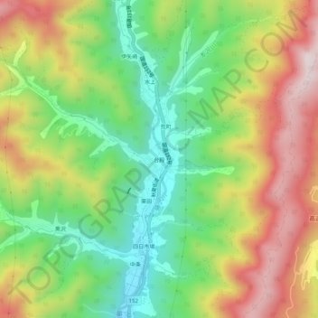 台殿の地形図、標高、地勢