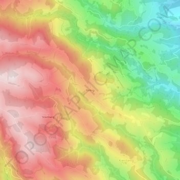 Pöllingの地形図、標高、地勢