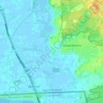 Aanwasの地形図、標高、地勢