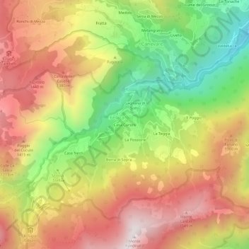 Casa Corsiniの地形図、標高、地勢