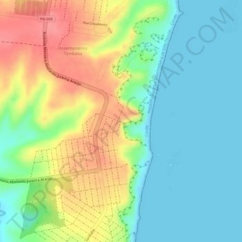 Castelo da Princesaの地形図、標高、地勢