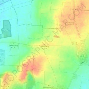 Delmbergの地形図、標高、地勢