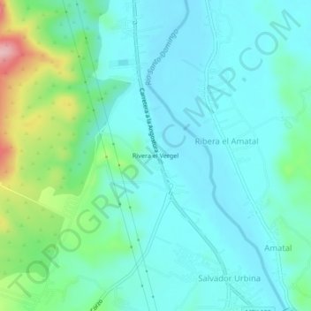 Rivera el Vergelの地形図、標高、地勢