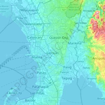 San Juanの地形図、標高、地勢