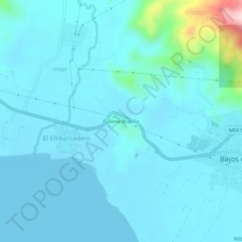 Colonia Brasiliaの地形図、標高、地勢