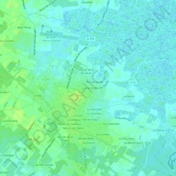 Les Terresの地形図、標高、地勢