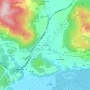 Pörtschachの地形図、標高、地勢