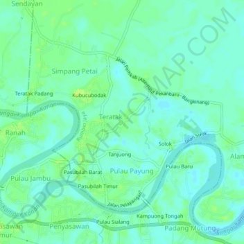 Sumpadangの地形図、標高、地勢