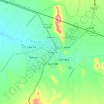 Sonoytaの地形図、標高、地勢