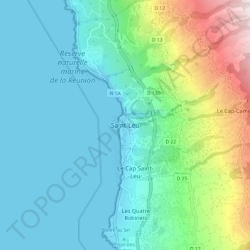 Saint-Leuの地形図、標高、地勢