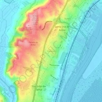 Pirescoxeの地形図、標高、地勢