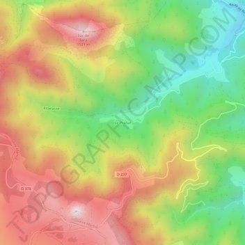 Le Pradalの地形図、標高、地勢