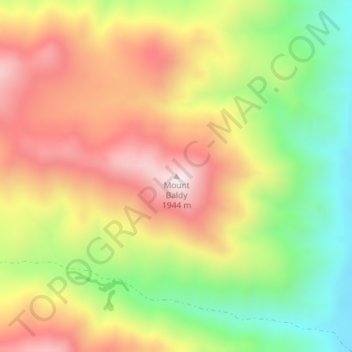Mount Baldyの地形図、標高、地勢