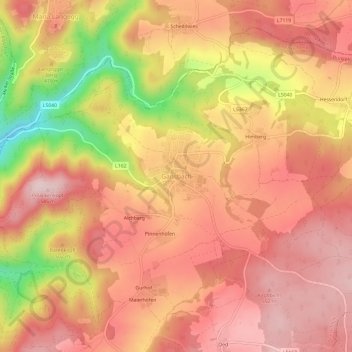Gansbachの地形図、標高、地勢