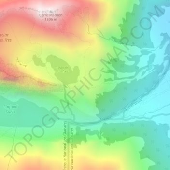 Laguna de los tresの地形図、標高、地勢