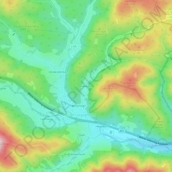 Hainbachの地形図、標高、地勢