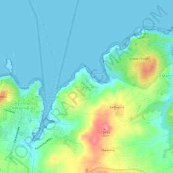 Porto Quadroの地形図、標高、地勢