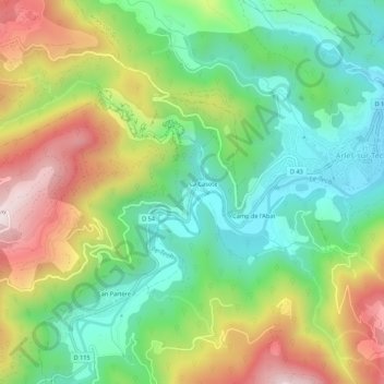 La Palmeの地形図、標高、地勢