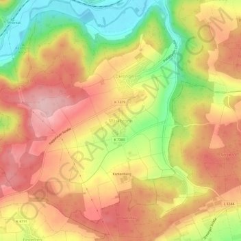 Markbronnの地形図、標高、地勢