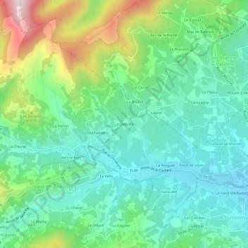 Le Delècheの地形図、標高、地勢
